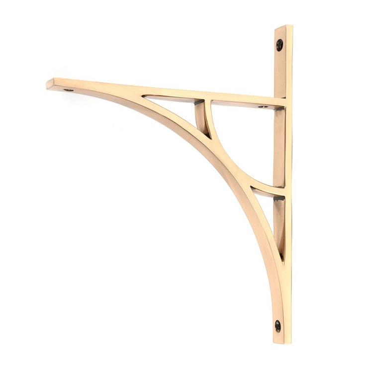 'Digby' Polished Bronze Arched Shelf Bracket - 26cm x 20cm