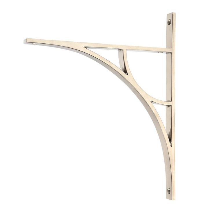 'Leighton' Polished Nickel Arched Shelf Bracket - 31cm x 25cm