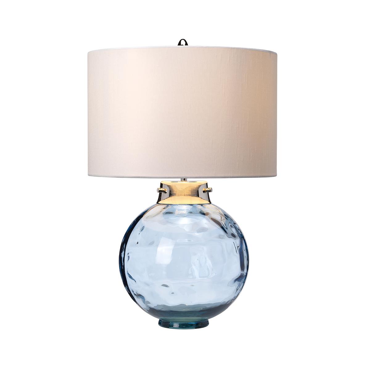 Polished Nickel & Blue Glass 'Orb' Table Lamp