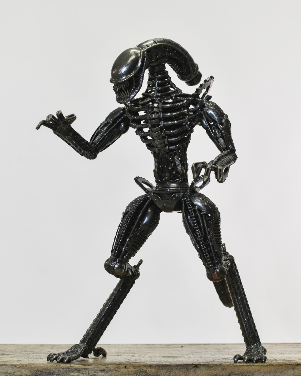 Recycled Metal Parts Intergalactic Alien Sculpture