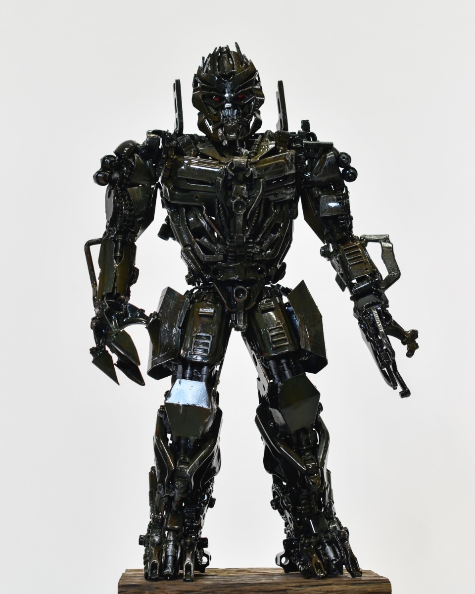 Recycled Metal Superhero Robot Sculpture