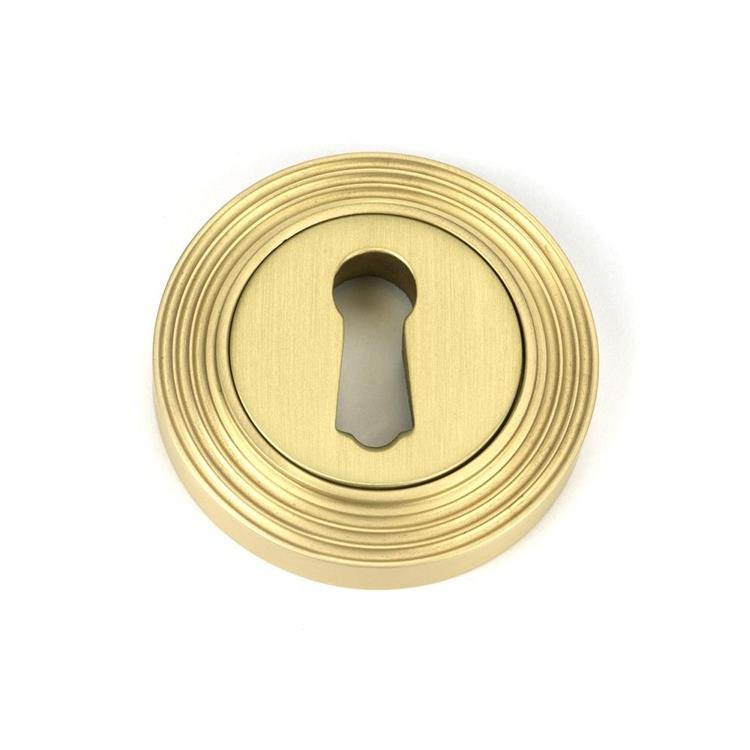 Round Satin Brass Beehive Escutcheon - 53mm x 11mm