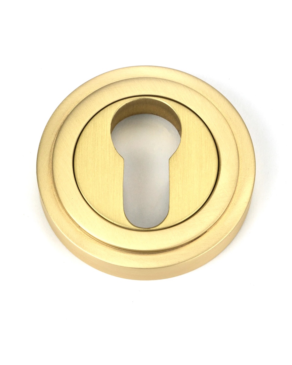 Round Satin Brass Euro Art Deco Escutcheon - 53mm x 11mm