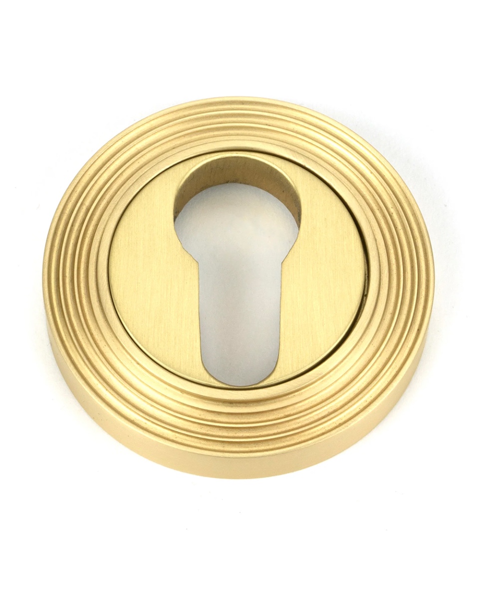 Round Satin Brass Euro Beehive Escutcheon - 53mm x 11mm
