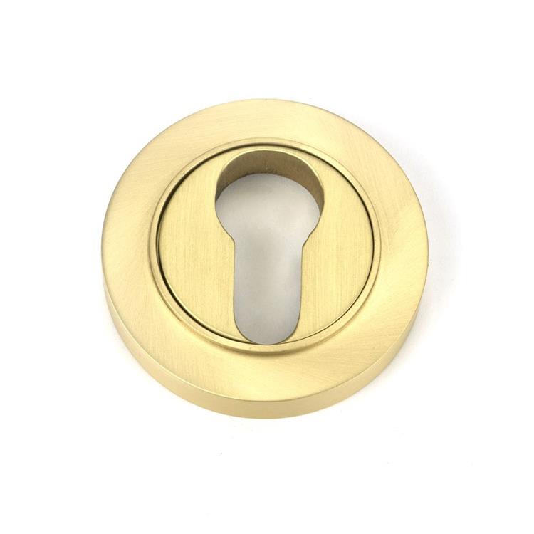 Round Satin Brass Euro Escutcheon - 53mm x 11mm