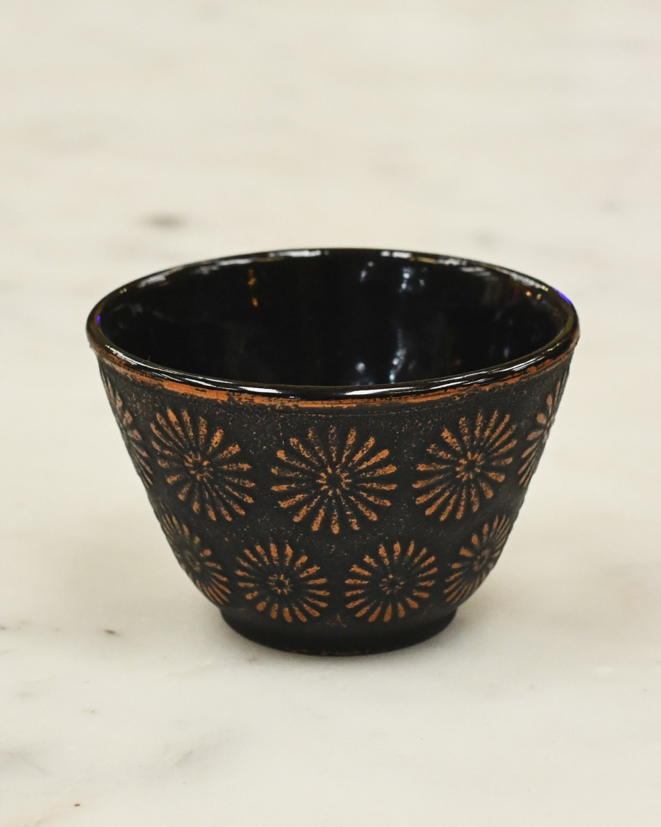 Purple And Gold Sunburst Cast Iron Teacup