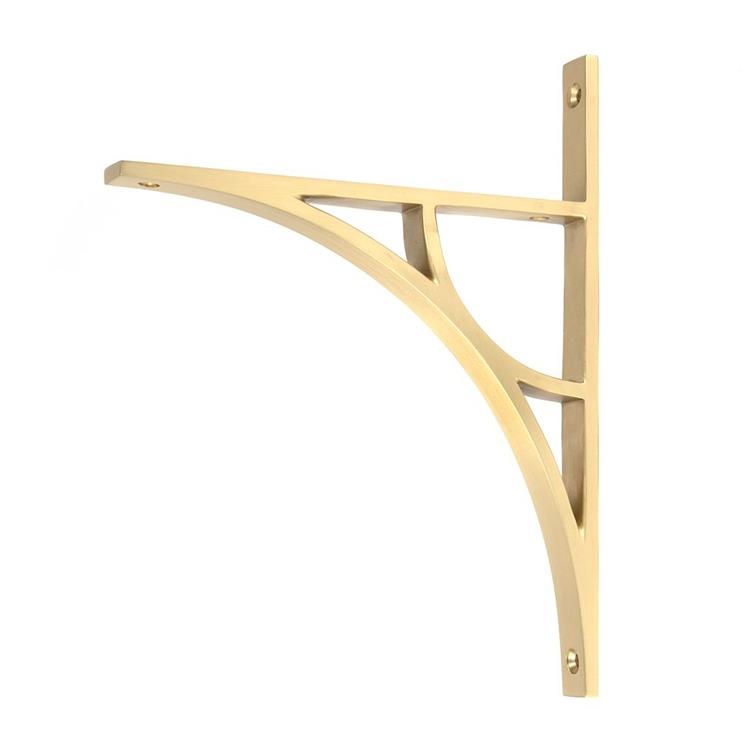 'Digby' Satin Brass Arched Shelf Bracket - 26cm x 20cm