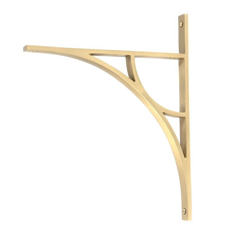 'Leighton' Satin Brass Arched Shelf Bracket - 31cm x 25cm