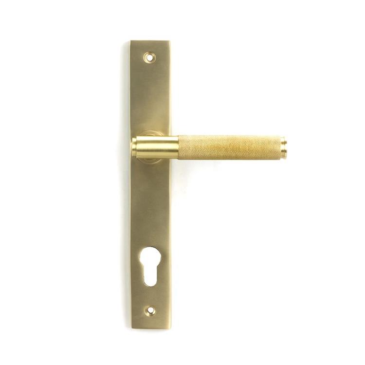 Satin Brass Lever Door Handle & Lock Set