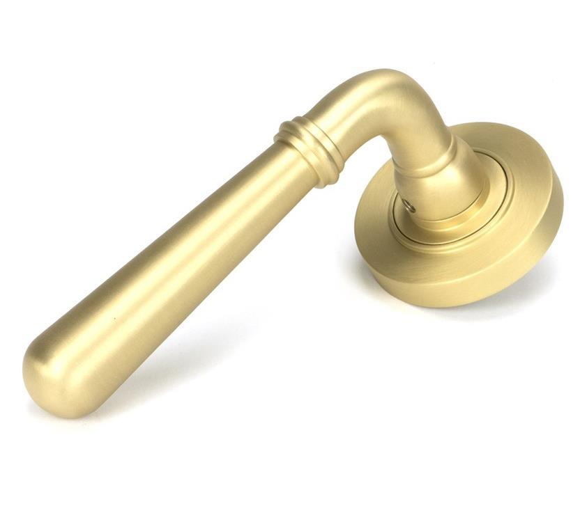 Satin Brass 'Angus' Unsprung Door Handle On Rose Set