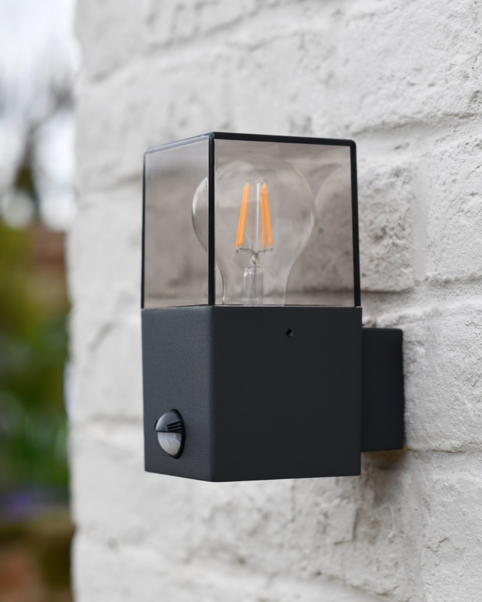 Sleek Black Contemporary Cube Wall Light
