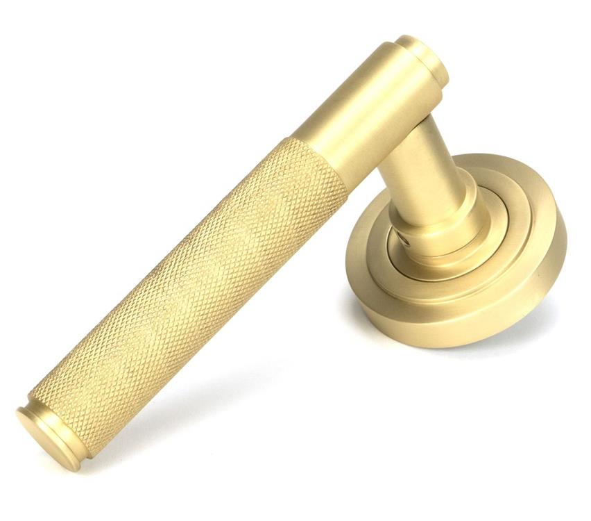 Sleek Satin Brass Art Deco Door Handle