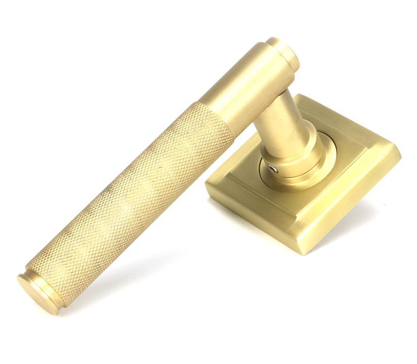 Sleek Satin Brass Unsprung Door Handle - Square Set
