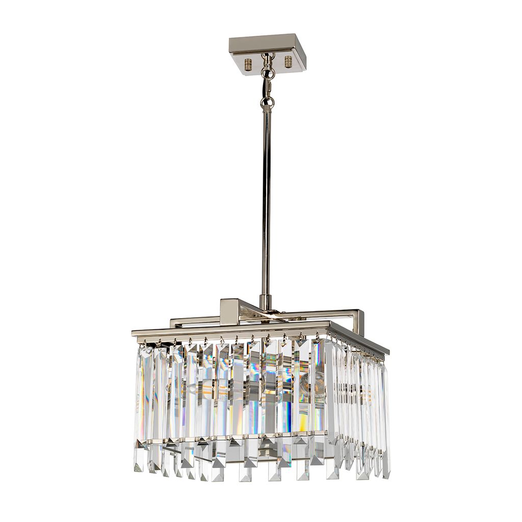 Small Polished Nickel & Crystal Glass 'Luceat' Chandelier