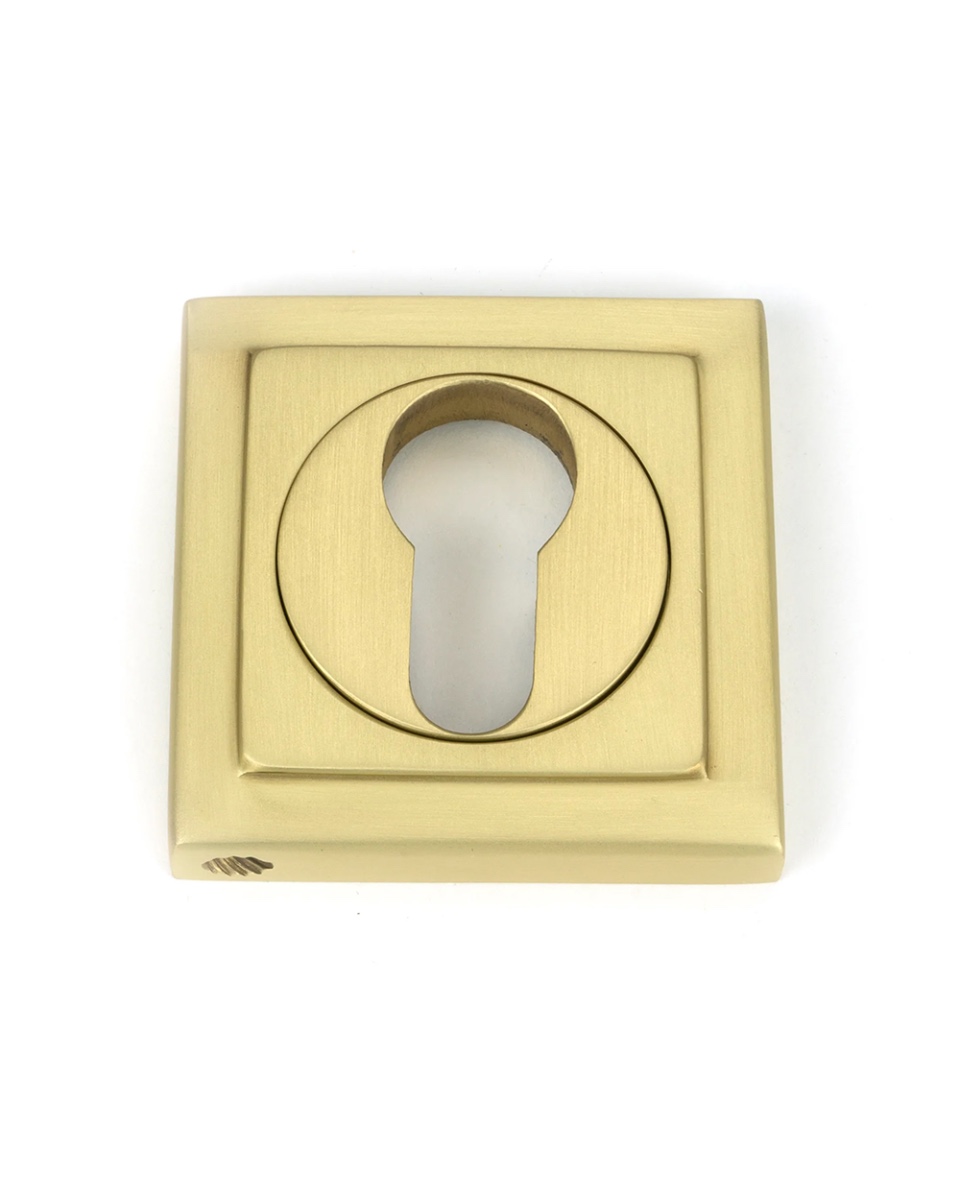 Square Satin Brass Euro Escutcheon - 53mm x 11mm