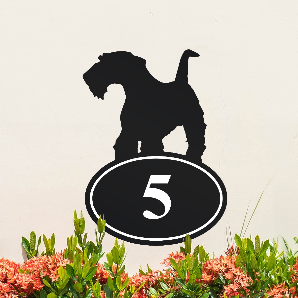 Steel Airedale Terrier House Number …