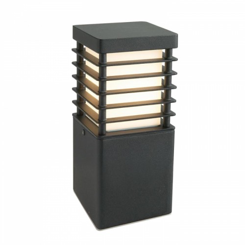 Black 'Halmstad' Steel Square Based Bollard Light-26cm