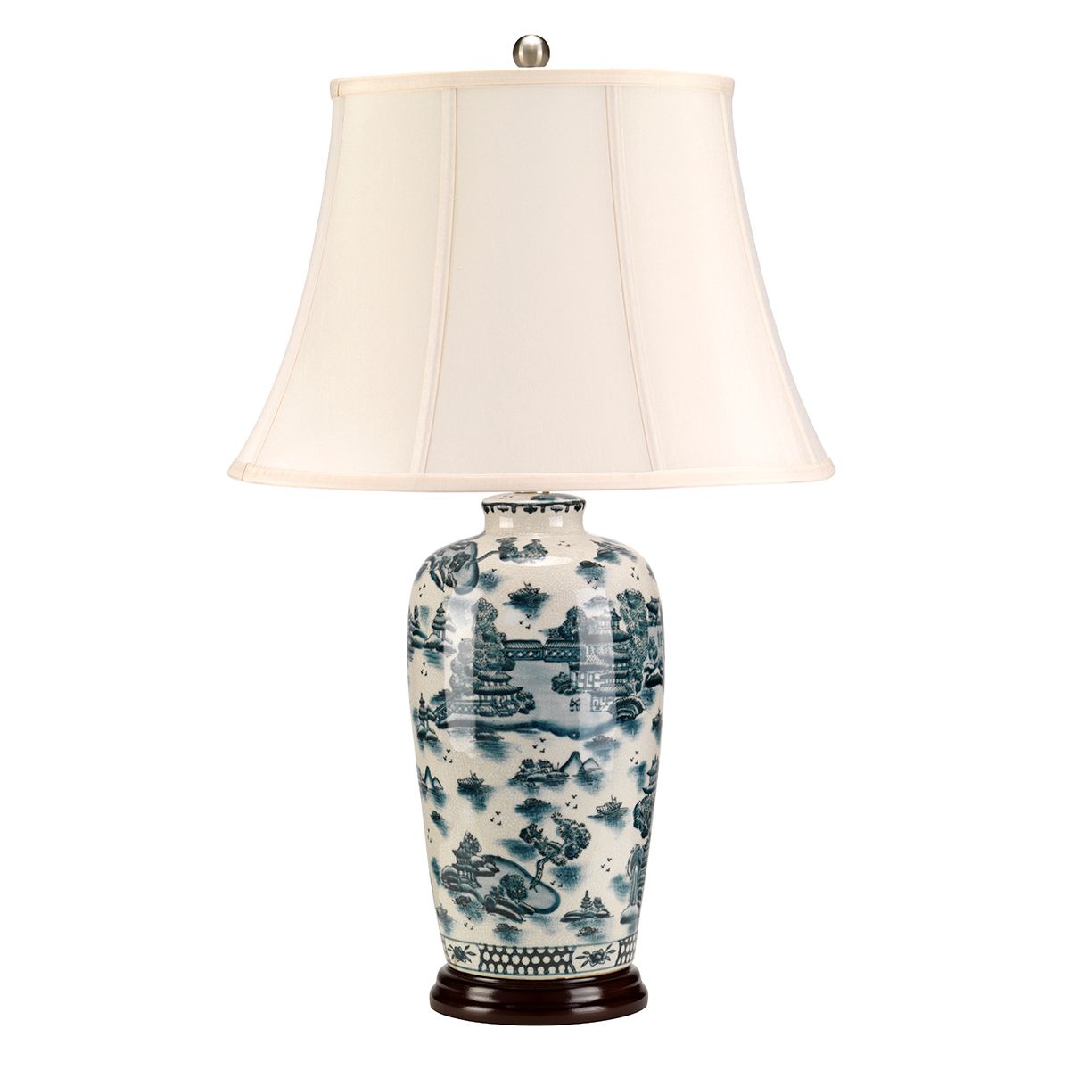 Traditional 'The Temple' Table Lamp In Blue