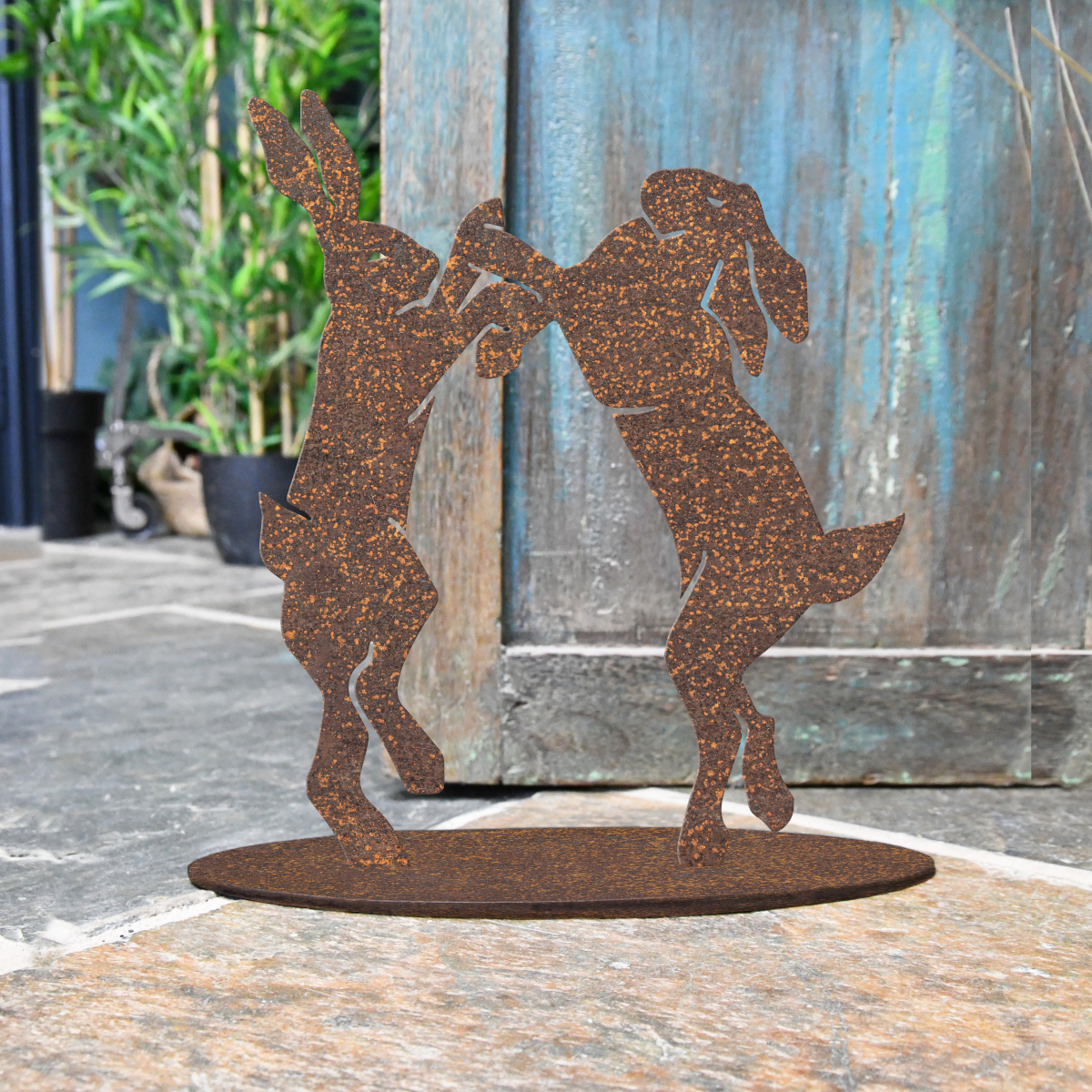 Rustic Boxing Hares Door Stop