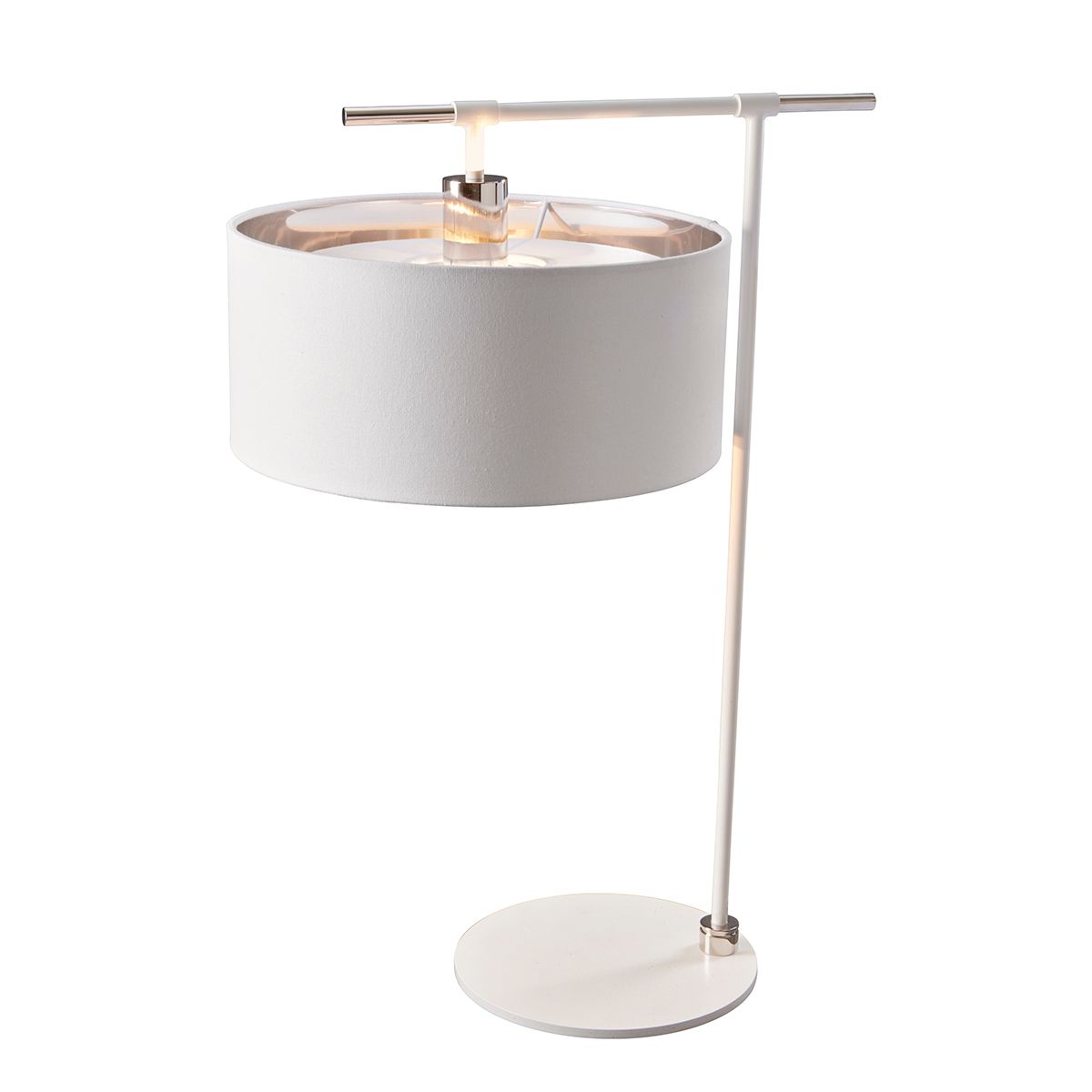 White & Polished Nickel 'Bilancia' Table Lamp