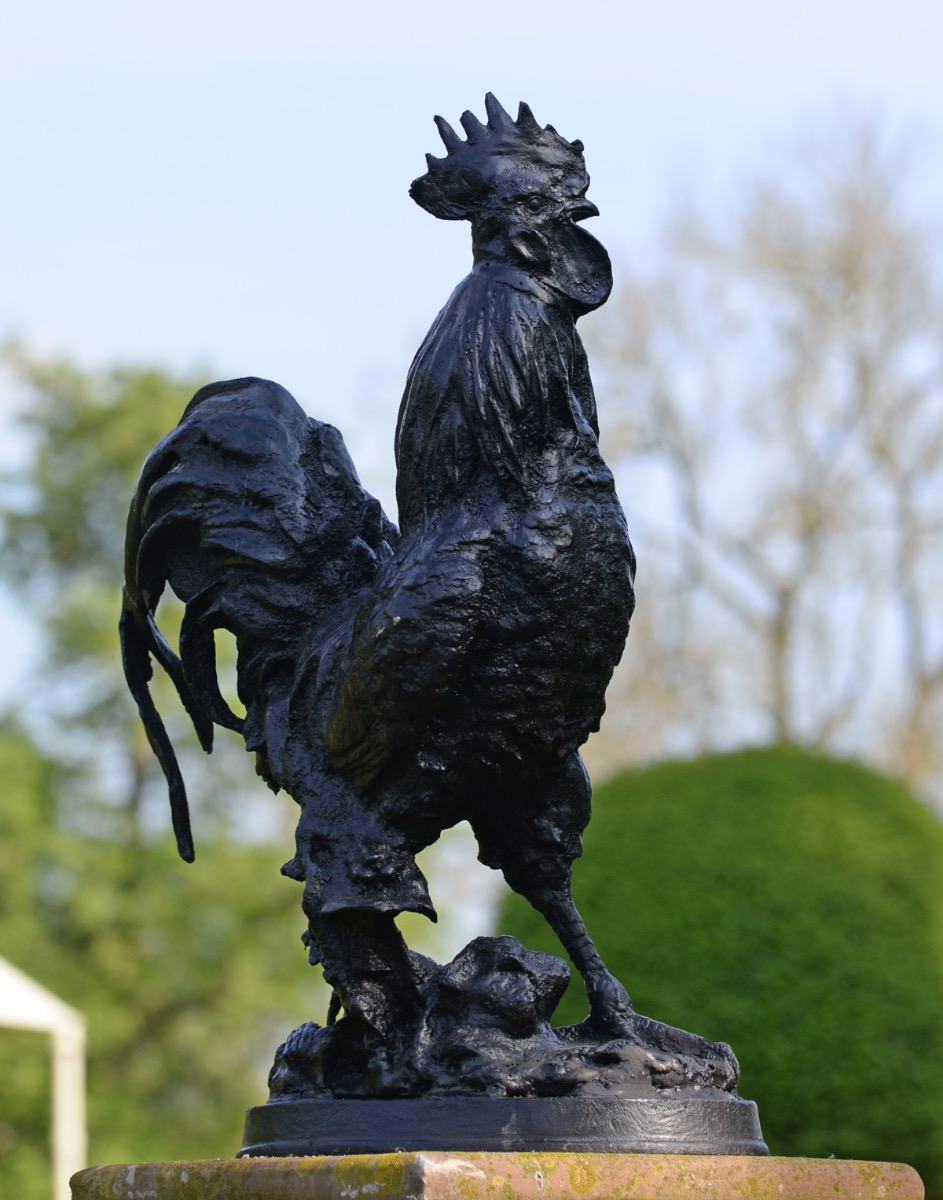Black Cast Iron 'Carlos' Cockerel Garden Sculpture
