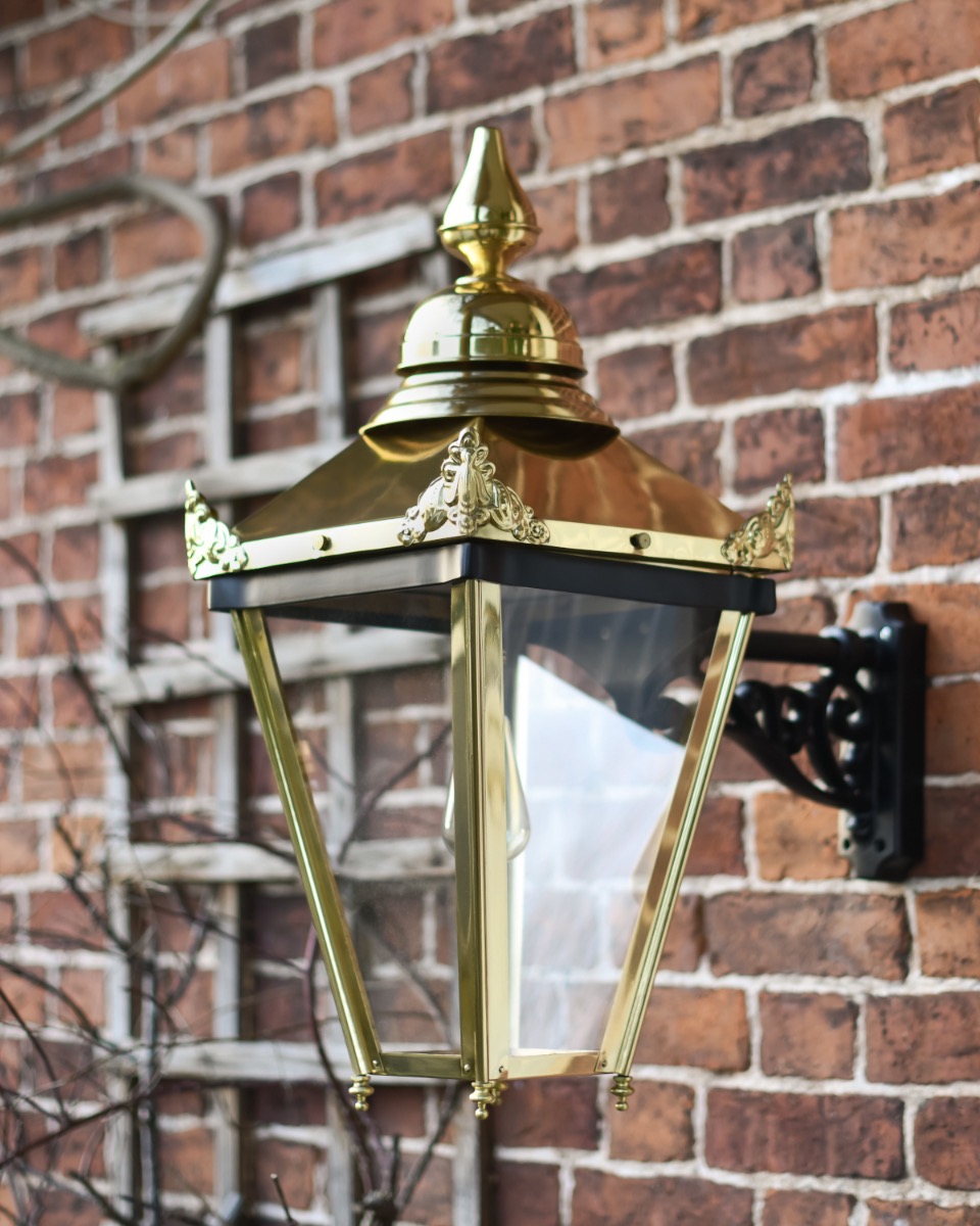 Brass 'Berkshire' Lantern On Ornate Wall Bracket