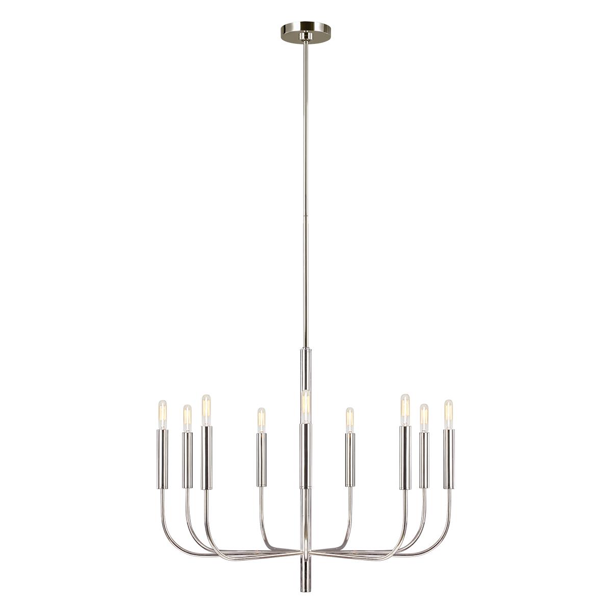 'Brianna' Nine Light Chandelier-Polished Nickel