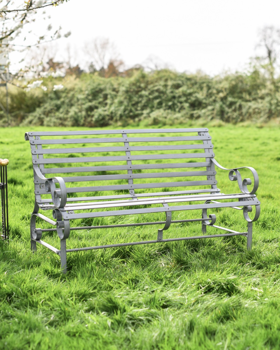 'Chatham' Two Seater Metal Garden Bench-Grey
