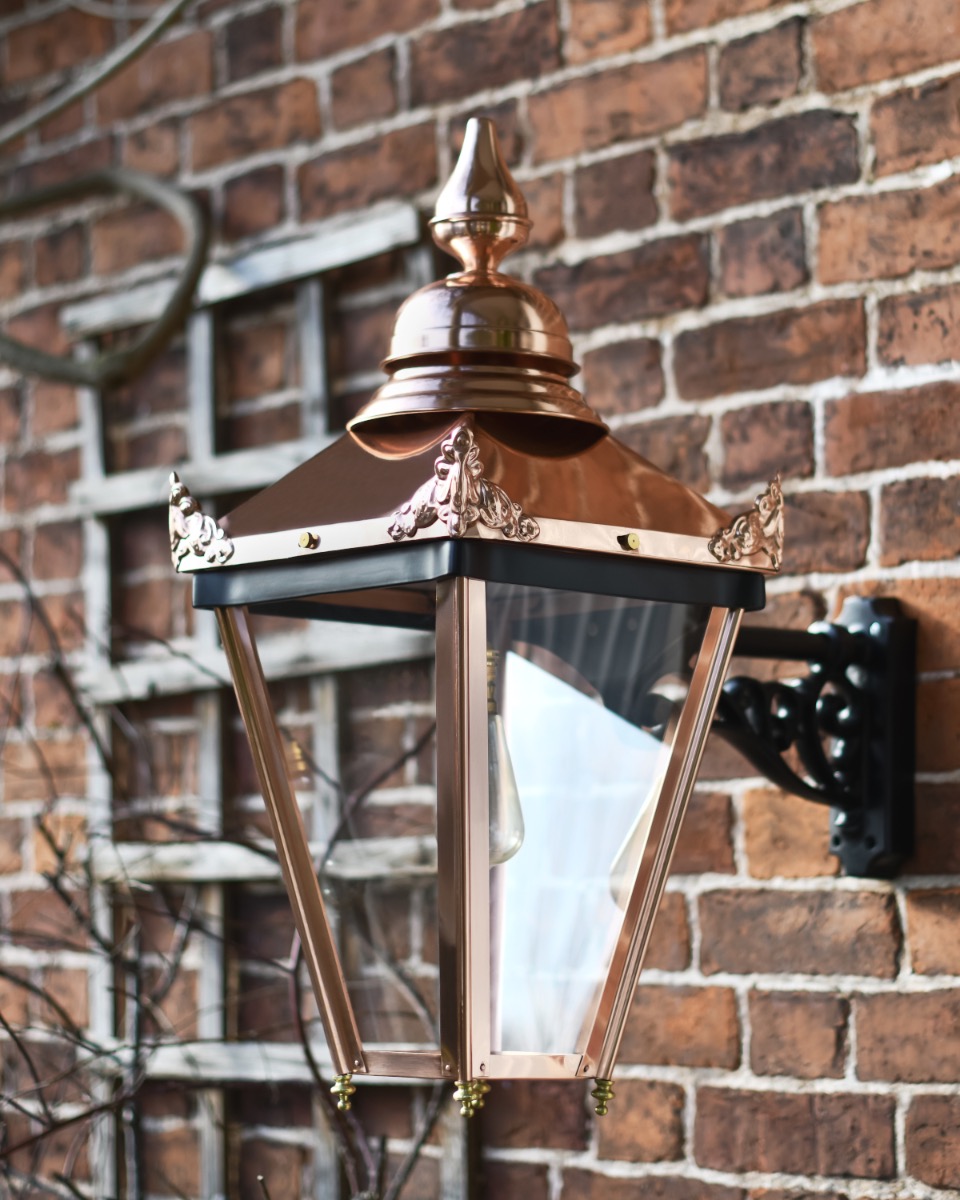Copper 'Berkshire' Lantern On Ornate Wall Bracket