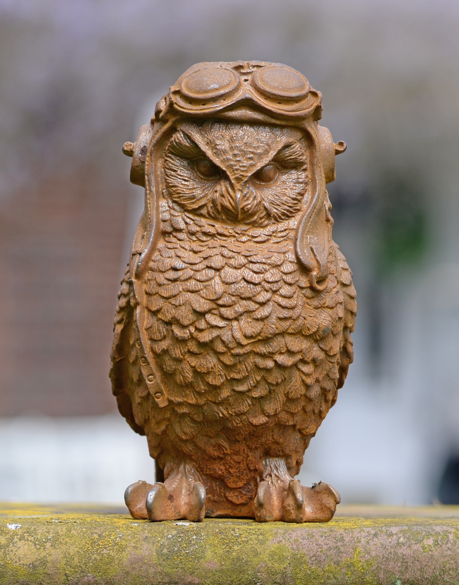Rustic Cast Iron 'Captain Owl' Garden Sculpture