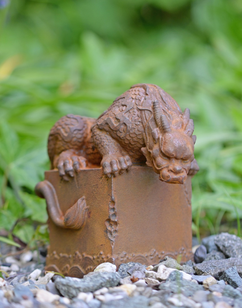Rustic Cast Iron Dragon On A Pillar