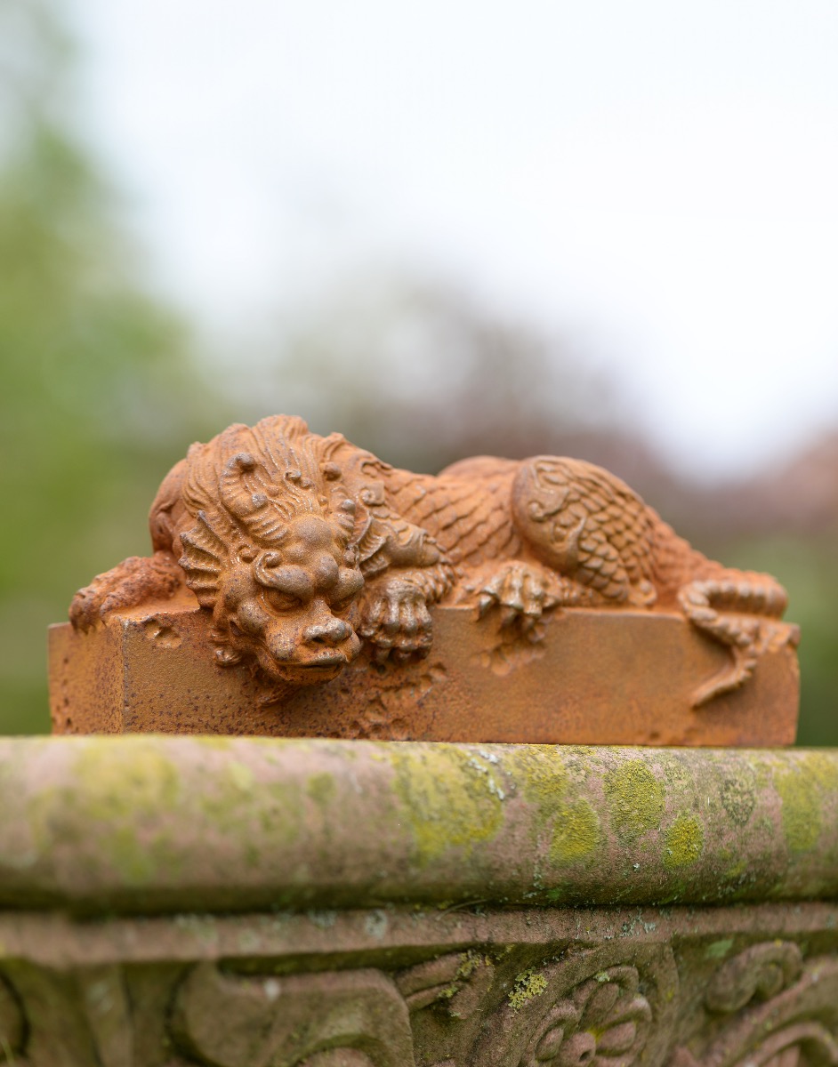 Rustic Cast Iron 'Stanco Dragon' Garden Sculpture
