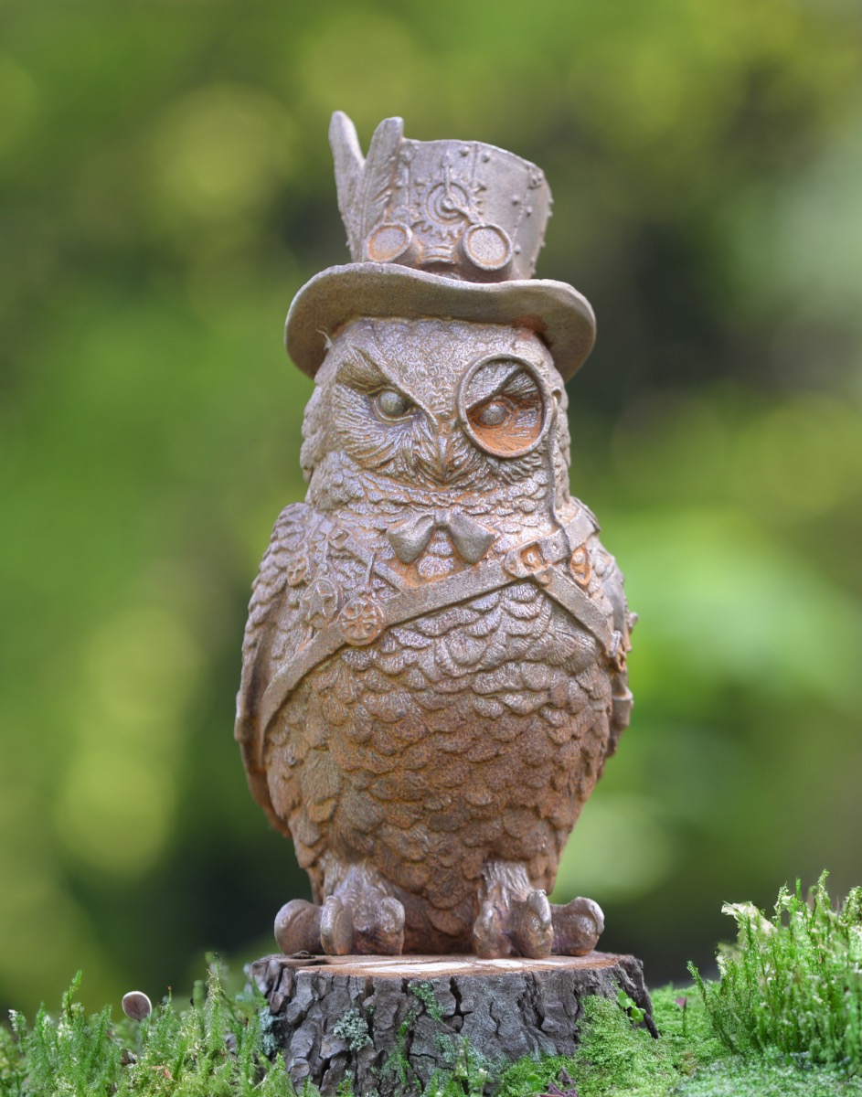 Rustic Cast Iron 'Wise Owl' Garden Sculpture