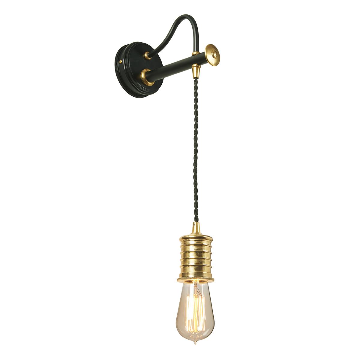 'Dorothy' Black & Polished Brass Hanging Wall Pendant Light