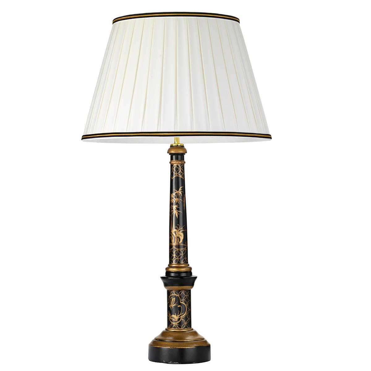 Traditional 'Maraval' Black & Gold Table Lamp With Tall Empire Shade