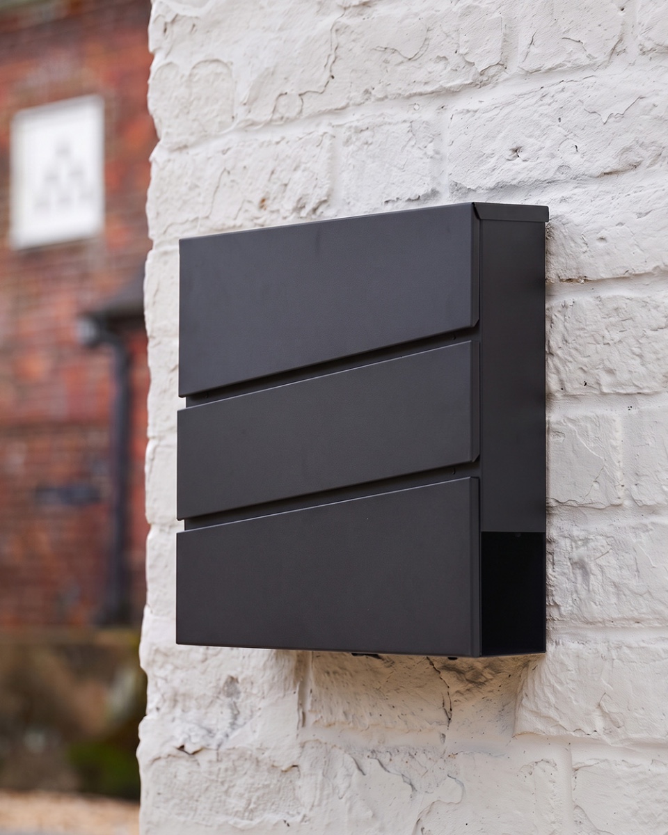 Modern 'Nero' Wall Mounted Post Box & Newspaper Holder