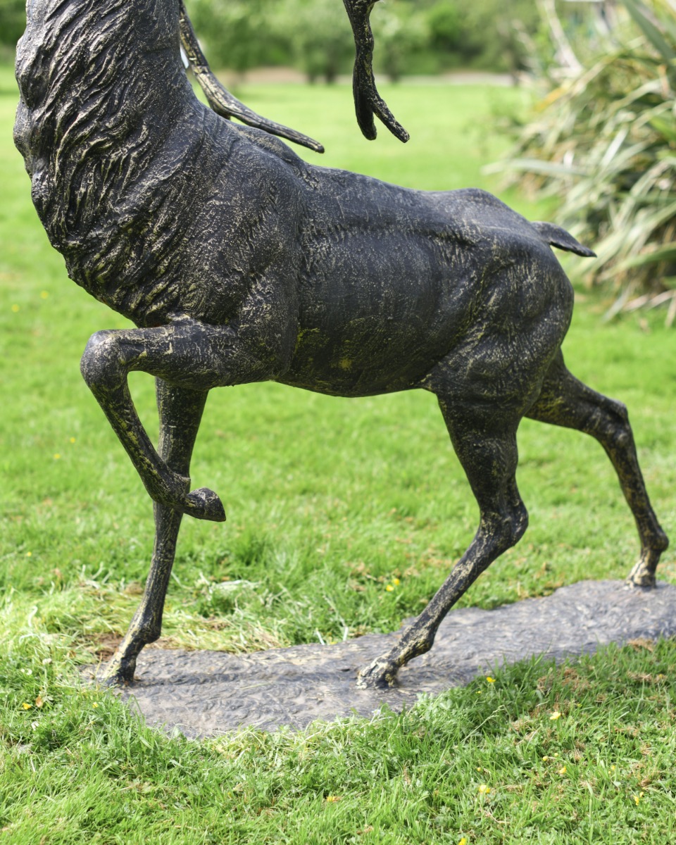 Antique Gold Cast Iron Stag - Leg Up Base