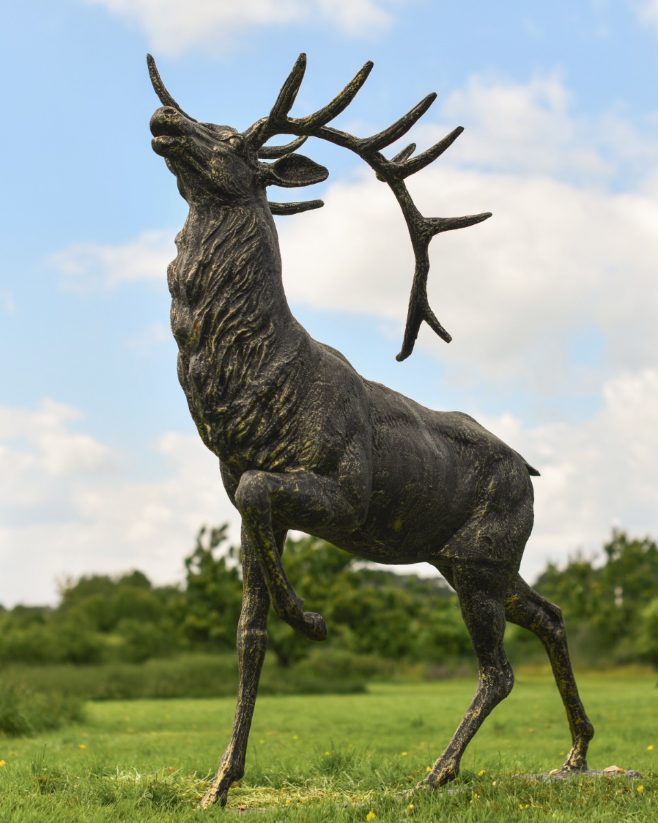 Antique Gold Cast Iron Stag - Leg Up Front