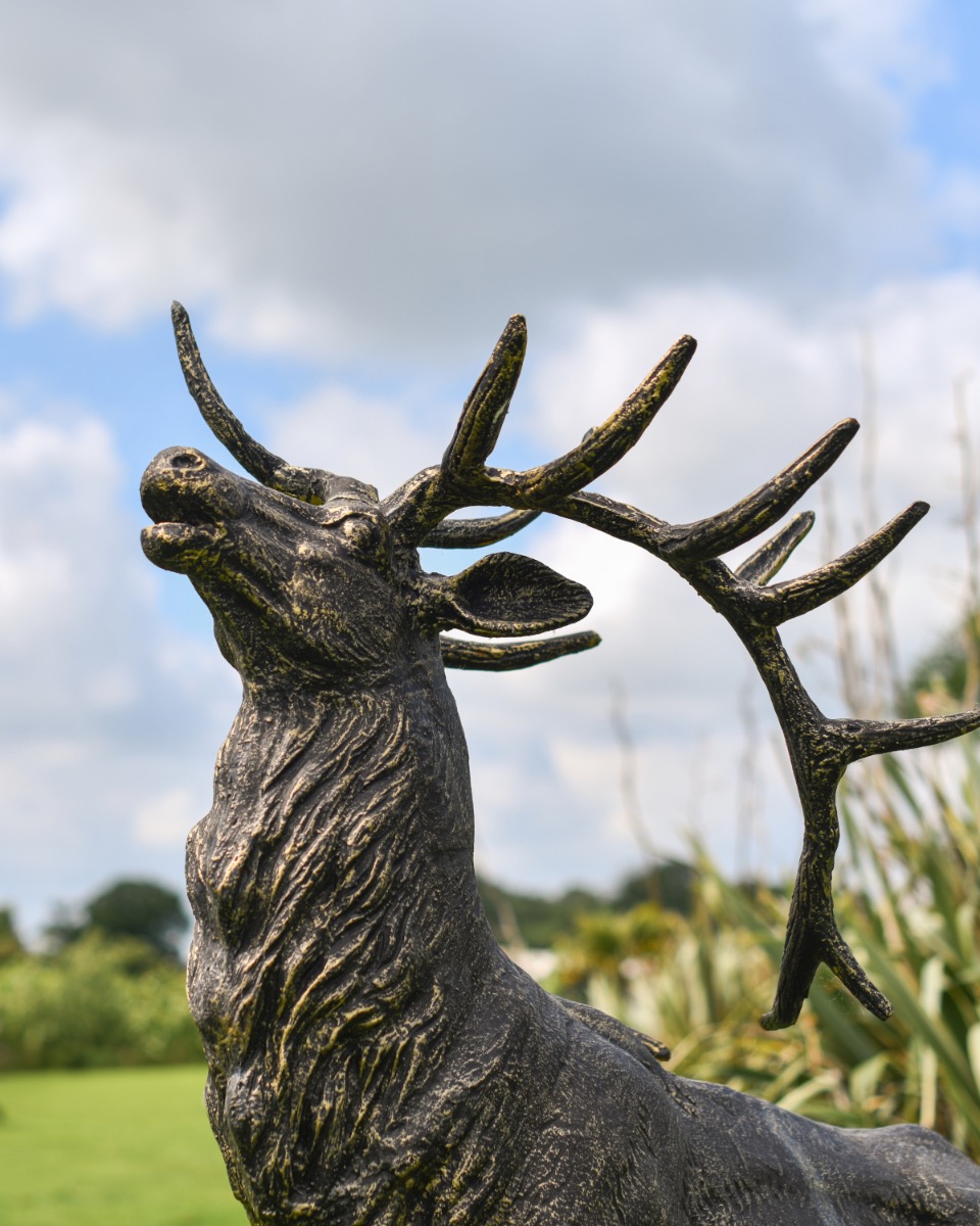 Antique Gold Cast Iron Stag - Leg Up Side