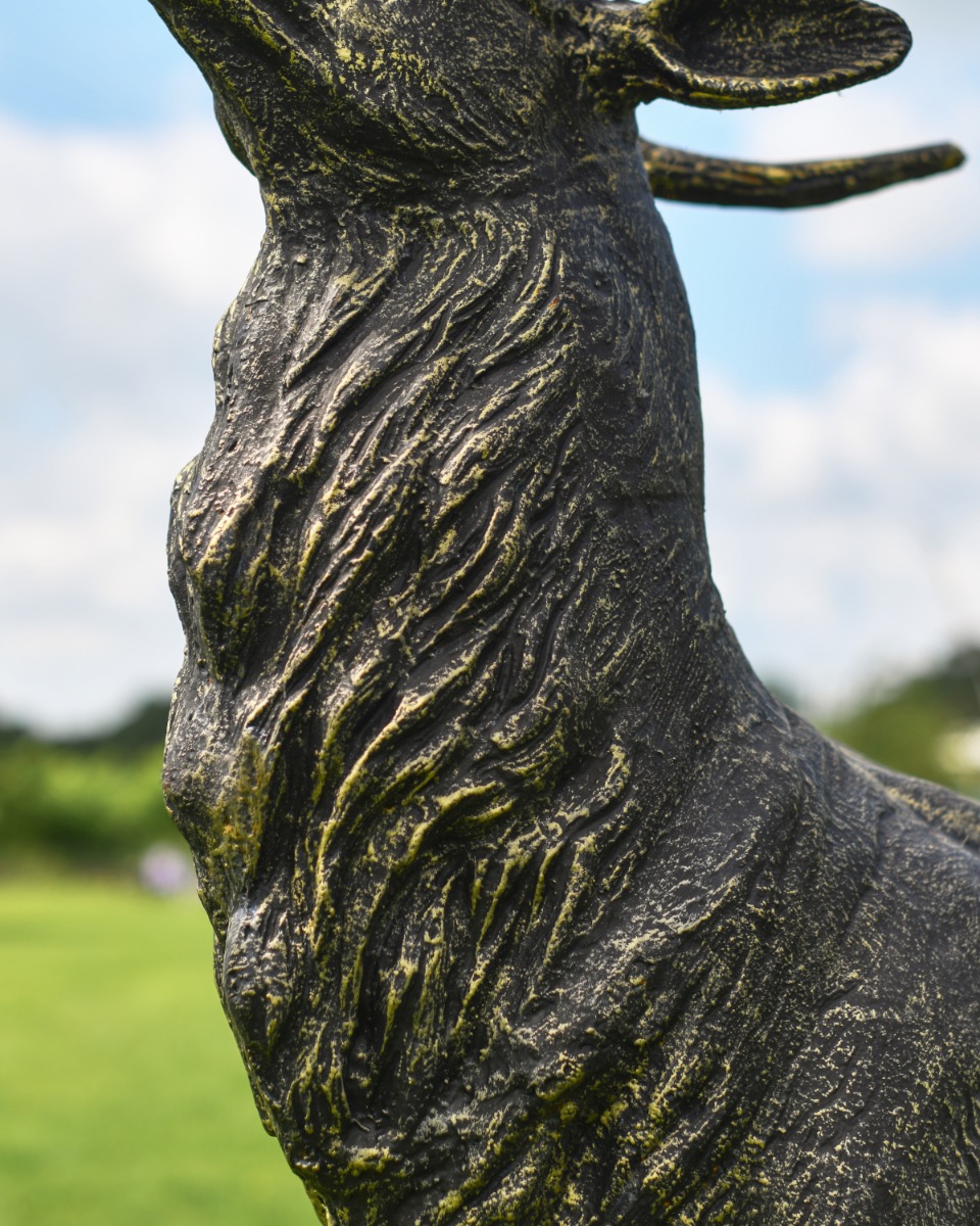 Antique Gold Cast Iron Stag - Leg Up Neck