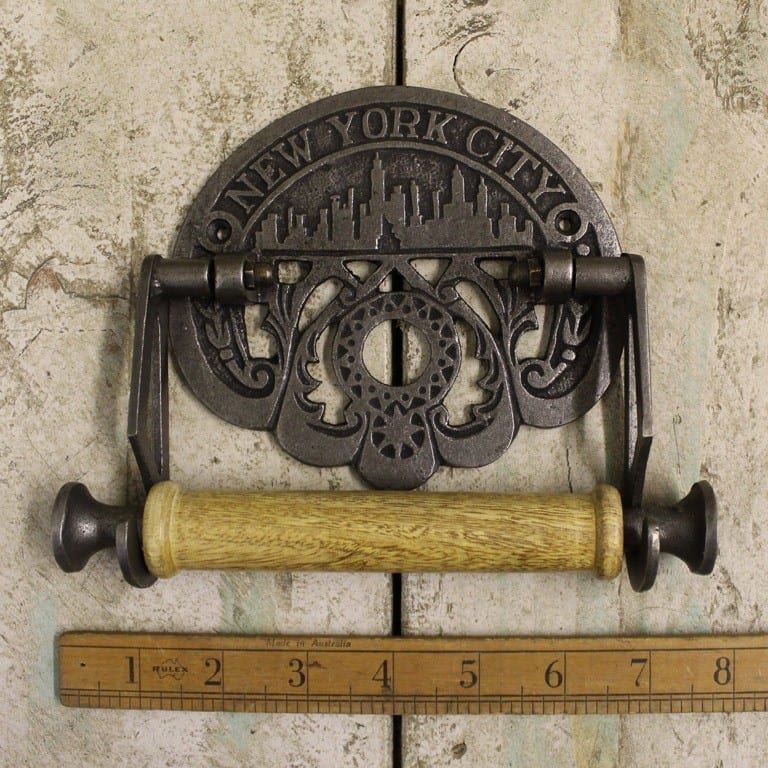 Antique Iron New York City Toilet Roll Holder