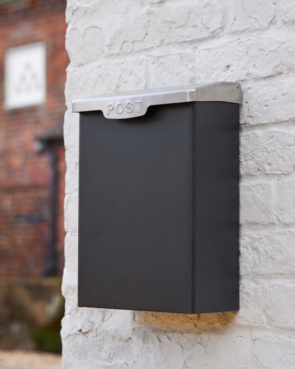 Black Modern Wall Mounted Post Box