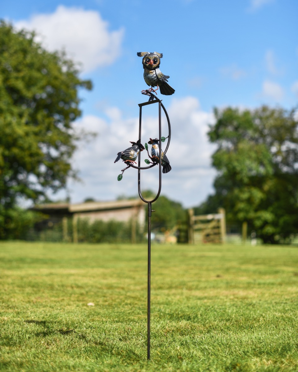 'Feeding Time' Long Eared Owl Rocker Garden Spike