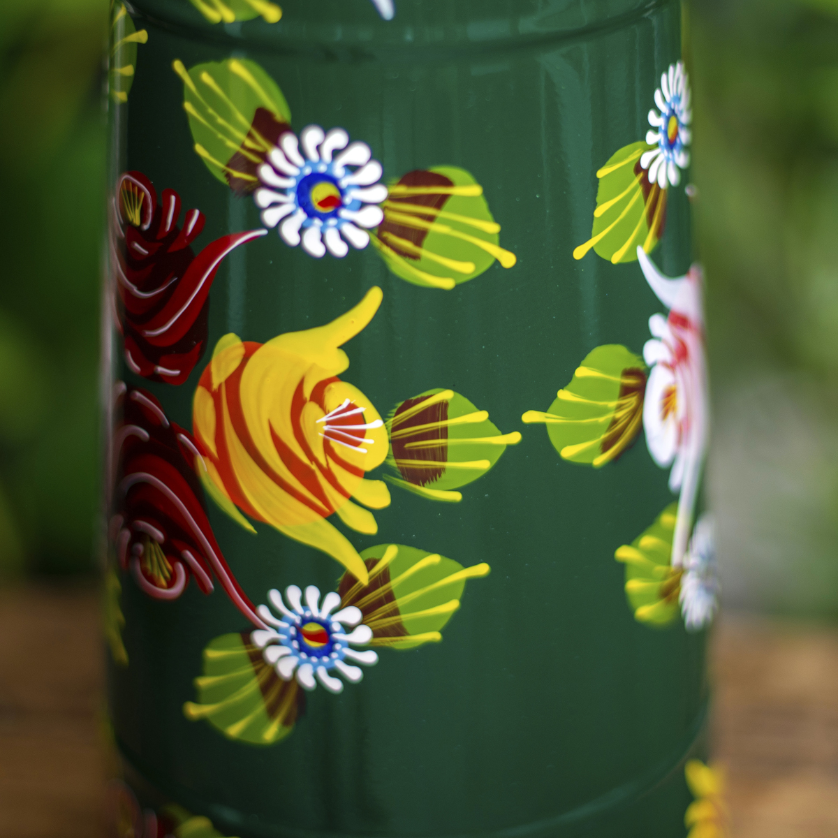 Large Green Traditional Hand Painted Narrowboat Style Jug - 42.5cm Details