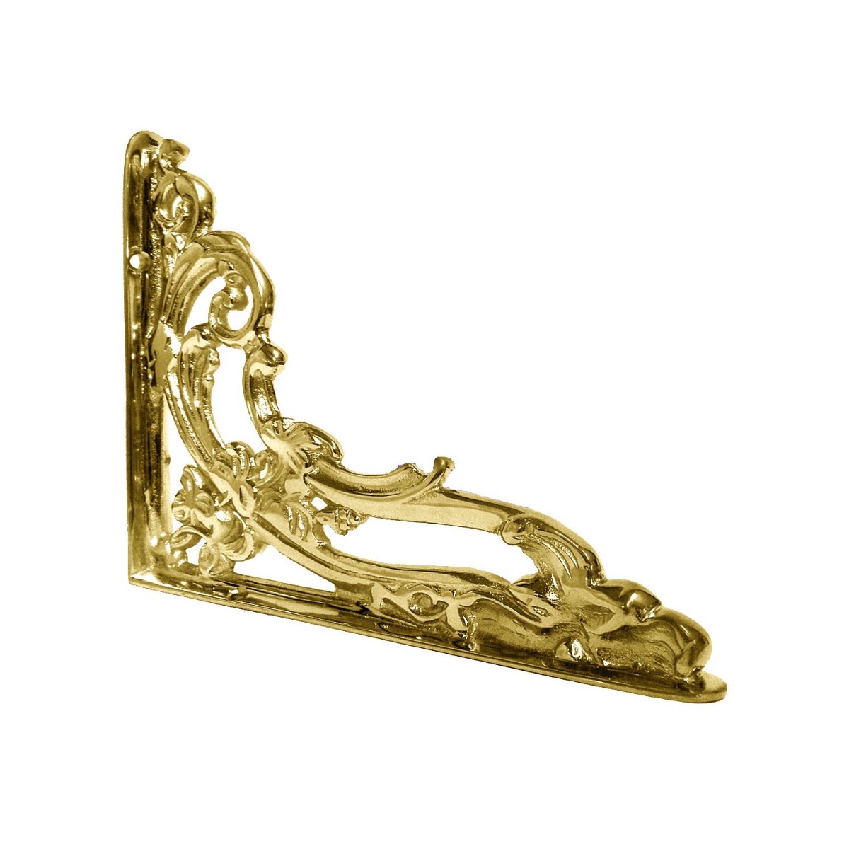 Ornate Scroll Polished Brass Victorian Shelf Bracket