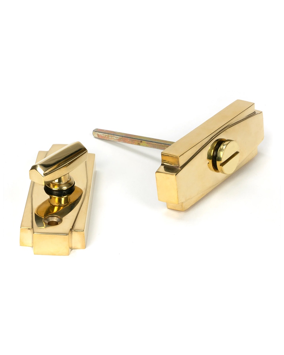 Polished Brass Art Deco Bathroom Thumb Lock