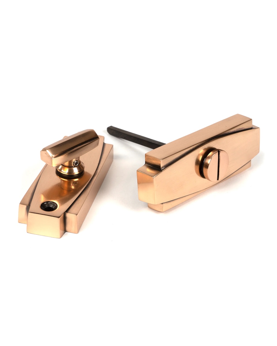 Polished Bronze Art Deco Bathroom Thumb Lock