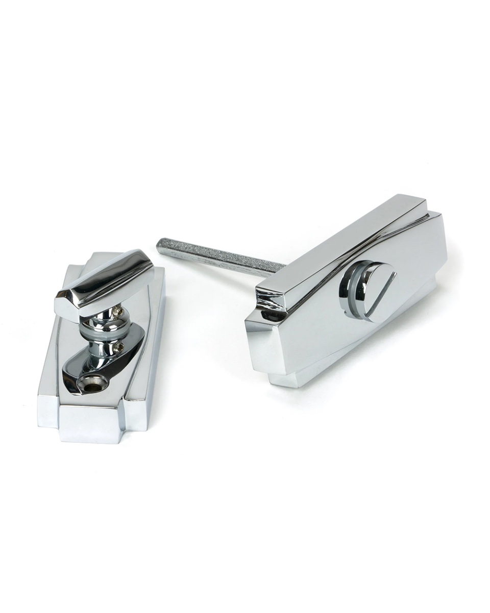 Polished Chrome Art Deco Bathroom Thumb Lock