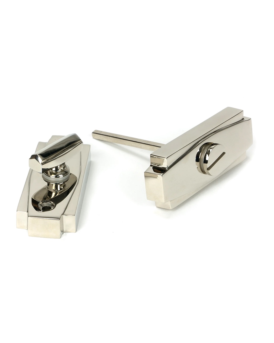 Polished Nickel Art Deco Bathroom Thumb Lock