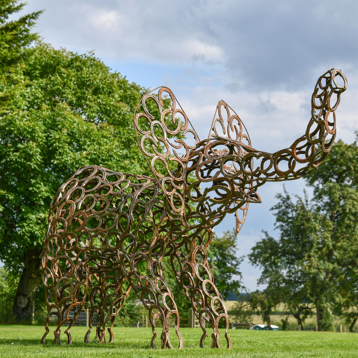 Rustic Horseshoe Elephant Sculpture